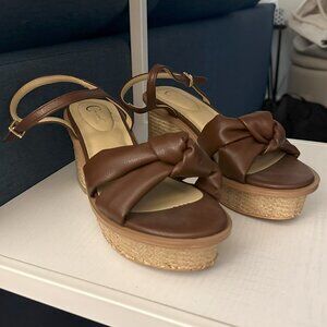 Cato Comfort Platform Sandals Heels Brown